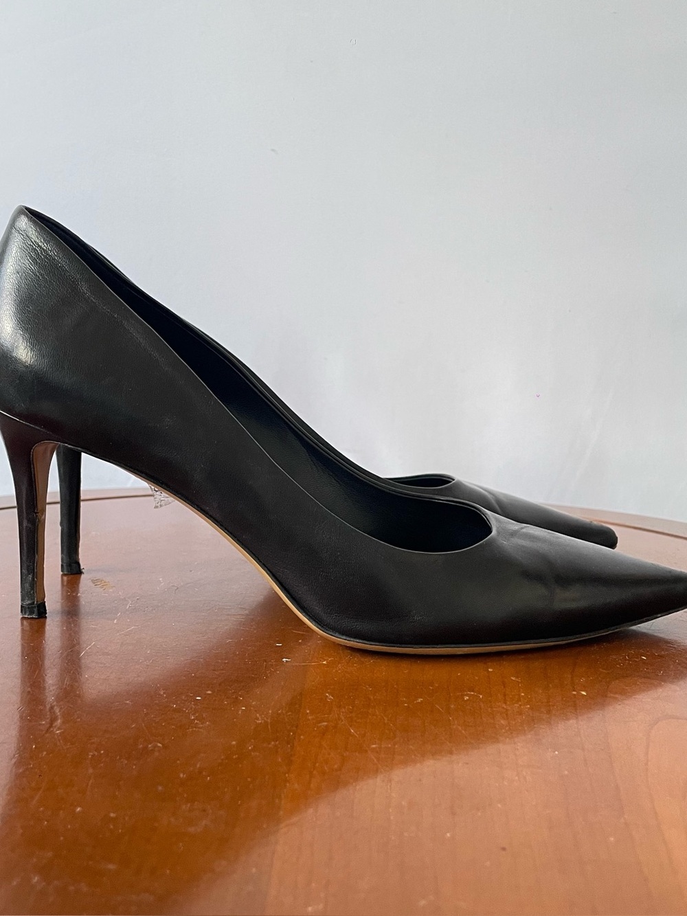 Gravitypope Black Leather Stiletto Heels | US 9
